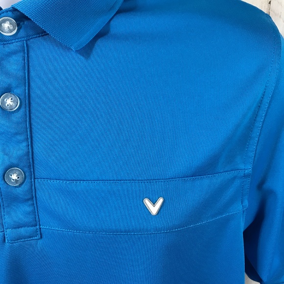 Callaway Mens Polo Golf Shirt M Blue opti-dri Short Sleeve Q14 - Picture 2 of 4